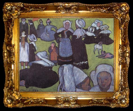 framed  Emile Bernard breton women in meadow, ta009-2